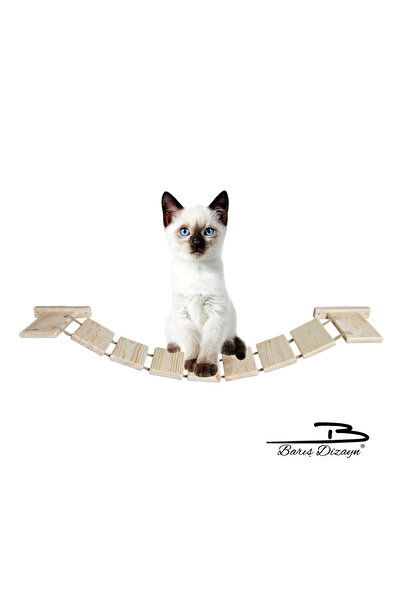 Barış Dizayn Sık Döşemeli ipli Doğal Ahşap kedi merdiveni köprüsü duvar yürüy...