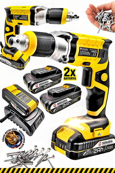 PROXTECH Şarjlı Metal Şanzıman Otomatik Alçıpan Vidalama 2x Çift Akülü Hızlı ...