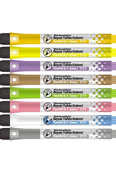 KRAF 777 BEYAZ TAHTA KALEMİ MIKNATISLI VE SİLGİLİ 8'Lİ SET