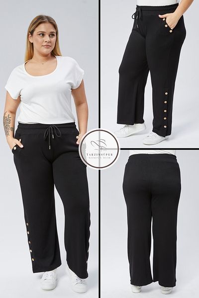 tarzımsüper Plus Size Ελαστική μέση Comfort Μοντέλο Ψηλόμεσο Πολυτελές μαλακό ελαστικό ύφασμα με κουμπιά φούτερ