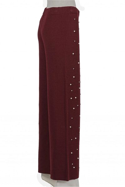 Invee Pantaloni tricotaj INVEE 6950 cu perle - Roșu Claret