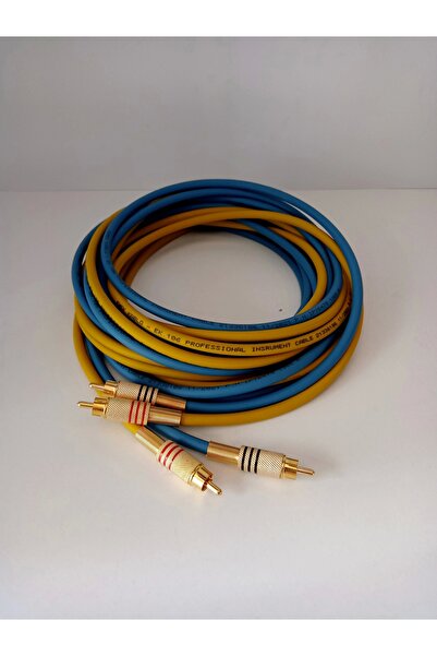 YSN Amfi Rca Kablosu 5 Metre %100 Bakır Sarı Mavi Rca Ses Aktarım Kablosu El ...