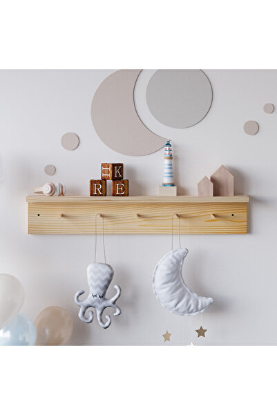 L'occi Concept Cubby Ahşap Dekoratif Askılı Raf Bebek Çocuk Odası Raf 60 Cm