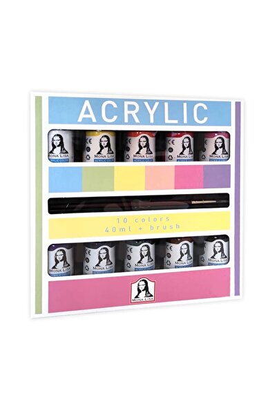 Genel Markalar Ml122 Mona Lısa Akrilik Boya 10 Renk X 40 ml Fırça Set