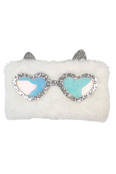 Dolphin Dlp-pc4362 Cat Patterned Plush Pencil Bag with Glasses and Ears