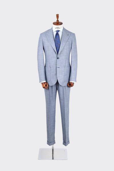 Kadir Büyükkaya Kırlangıç Yaka Pileli Erkek Takım Elbise-KAX1302S