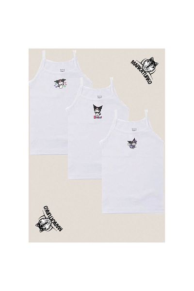 MarkaTurko Asi&Cute Special Design Printed Passion Girl's Rope Strap Undershirt 3 Pack