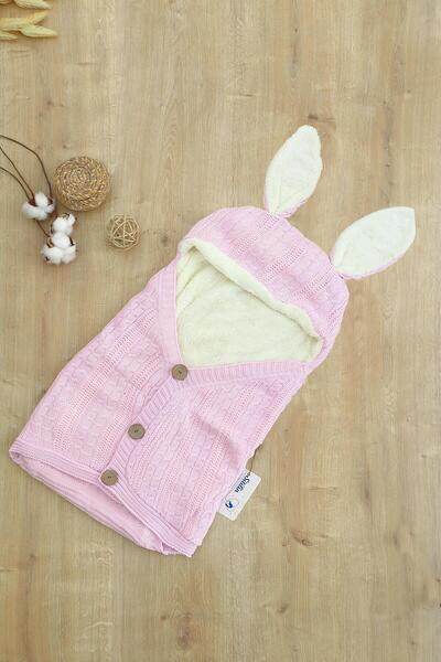 Sitilin Baby Girl Rabbit Ear Buttoned Cream Baby Carrier Swaddle Stl6814