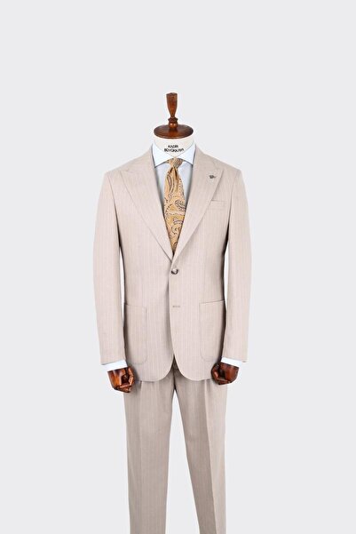 Kadir Büyükkaya Kırlangıç Yaka Pileli Erkek Takım Elbise-KAX1305S
