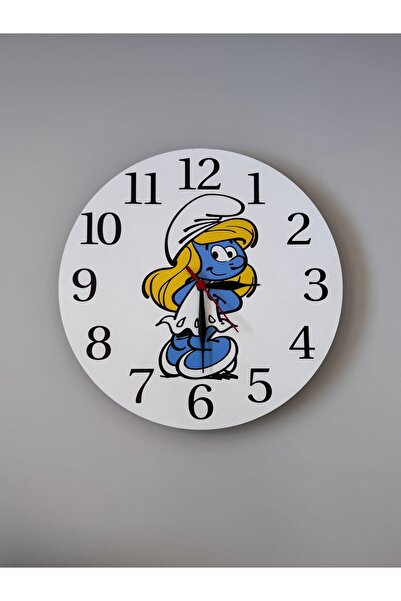 UViolets Dekoratif Ahşap Baskılı Şirinler Şirine Temalı Çocuk Odası Duvar Saa...