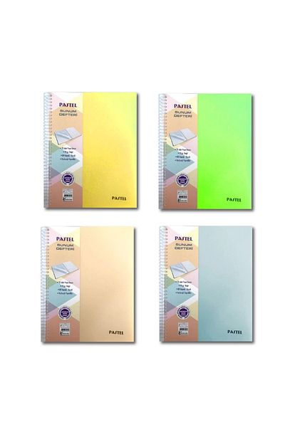 KESKİN COLOR Sharp Pastel 23x29.7cm - Spiral Plastic Covered Project Presentation Book 80 Yp.Checkered