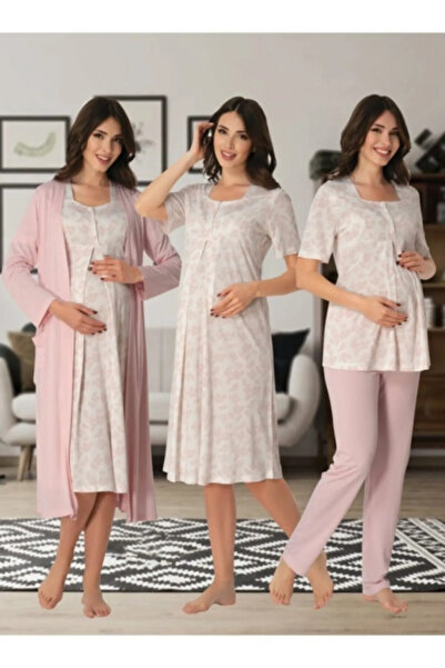 Puerpera Effort Kadın Lohusa Hamile Gecelik Sabahlık ve Pijama Takımı  8016