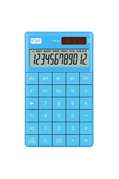 KRAF 12 Hane Masaüstü Hesap Makinesi Hm-180 Bl Mavi