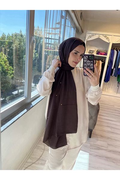 Invee 1266 Model Stone Detailed Jazz Brown Shawl