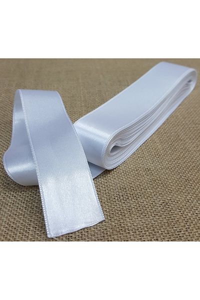asöy Panglică de satin albă de 5 metri - 2,5 cm