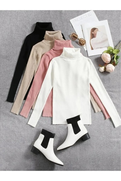 efraim giyim Pulover cu guler înalt, croială slim