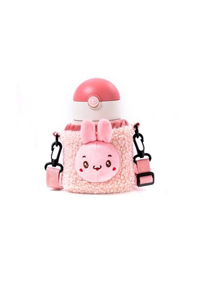 Vagonlife Languages Steel Straw Flask with Plush Case D9004 300ml Pink