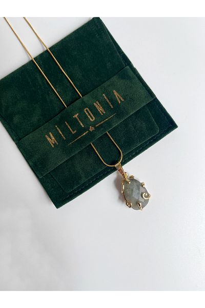 Miltonia Labradorite Natural Stone Steel Chain Necklace
