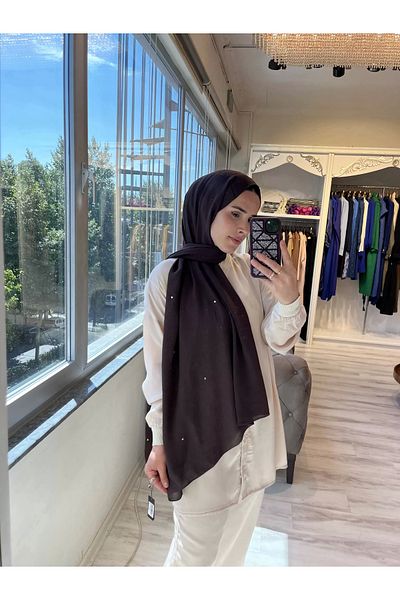 Invee 1266 Model Stone Detailed Jazz Brown Shawl