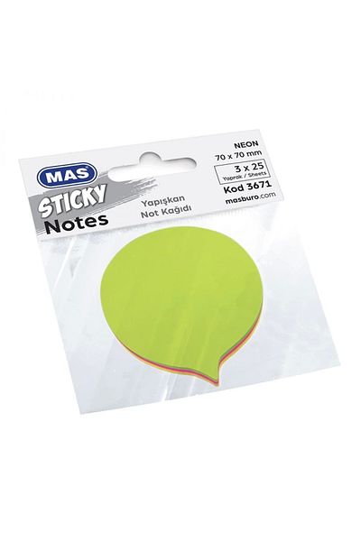 Mas 3671 Model Balloon Shaped Adhesive Note Holder - 3 Neon Colors, 75 Help