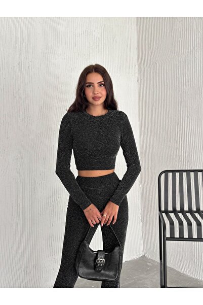 İnfome Simli Bluz - Pantolon Takım Şık Sırt Dekolte