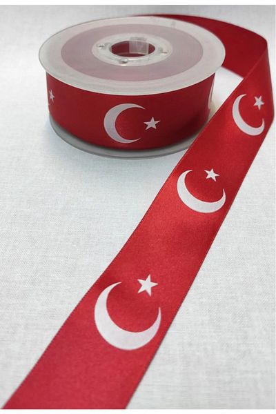 asöy Ataturk Signed Moon Star Satin Ribbon 3 cm 1 +1 Meter