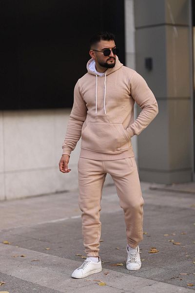 ZENGOLL & RAMİRES Unisex Hooded 3 Thread Winter Thick Basic Tracksuit Set