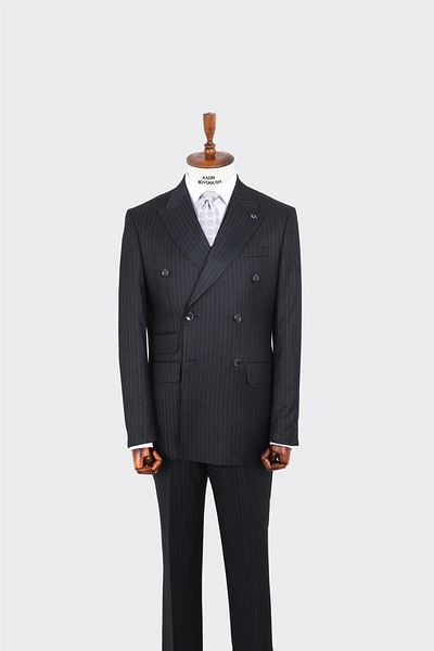 Kadir Büyükkaya Swallow Collar Double Breasted Men's Suit-Kaw1267W