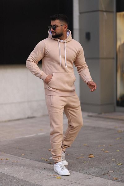 ZENGOLL & RAMİRES Unisex Hooded 3 Thread Winter Thick Basic Tracksuit Set