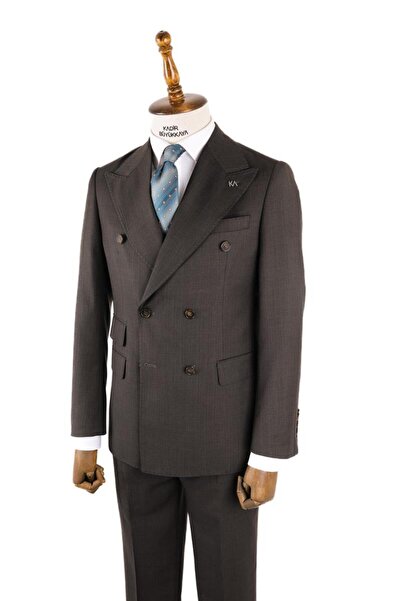 Kadir Büyükkaya Kırlangıç Yaka Kruvaze Erkek Takım Elbise-KAV1216S