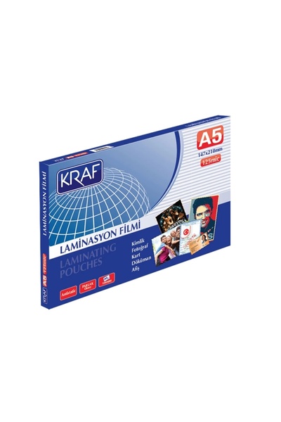 KRAF Laminasyon Filmi Parlak A5 125 Mic 100'lü 2125