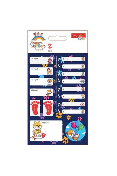 Tanex Tnx-206 Primary School Label - Name and Name, 6-Piece Set of 2