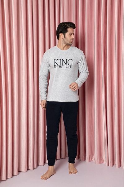 Sude Men's Crew Neck Winter Fleece Pajamas Set A100/72 - 1 Piece