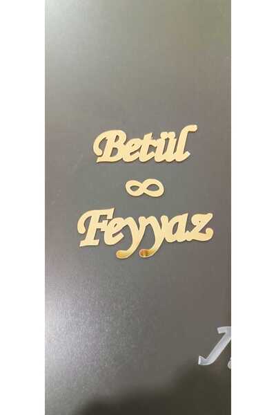 Elzem Ahşap Nişan Söz Aynalı Tepsi isimlik