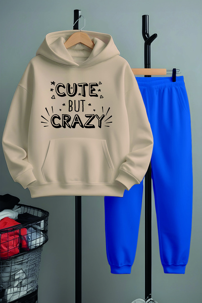 MYADA Girl's Cute but Crazy Printed Top and Bottom Tracksuit Set 22437-2