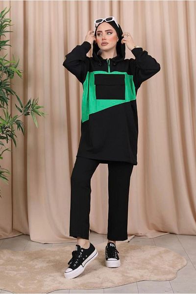 Moda Rosa 25K3057 - Benetton /Black - Sports Suit with Front Pocket