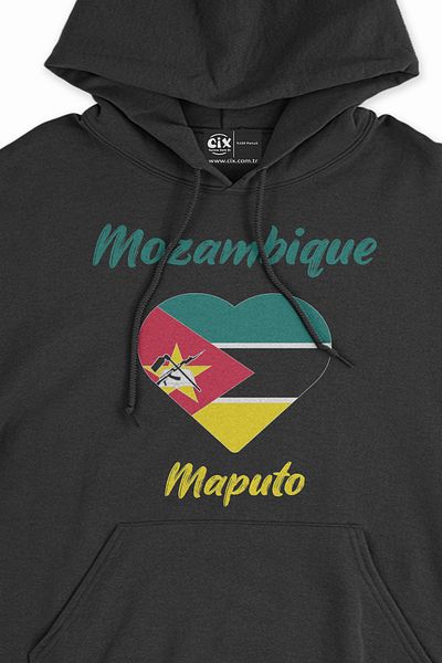 Cix Hanorac negru Maputo Mozambic Flag Heart Heart