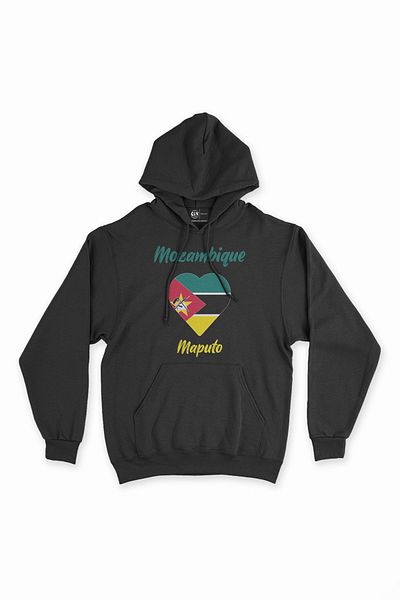 Cix Hanorac negru Maputo Mozambic Flag Heart Heart