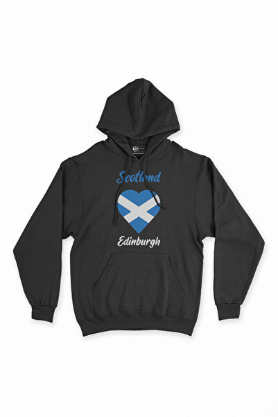 Cix Edinburg Škotska Zastava Srce Crna Dukserica Hoodie