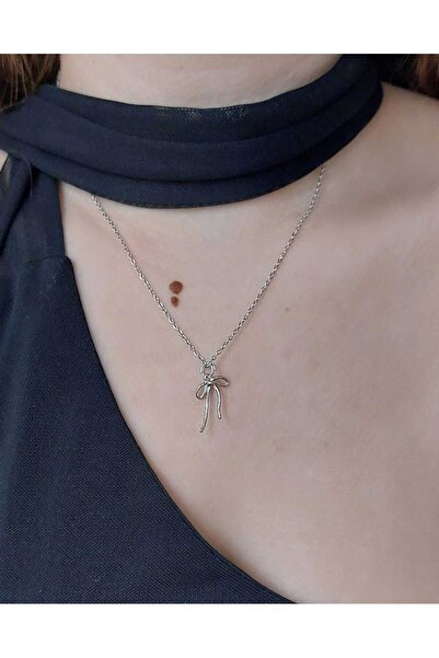 bijoux uniques Kurdele Fiyonk Çelik Gümüş Kolye