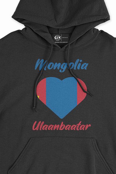 Cix Hanorac negru cu inimă, steagul Mongoliei Ulaanbaatar