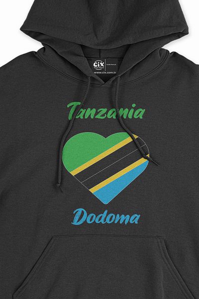 Cix Hanorac negru Dodoma Tanzania Flag Heart Heart