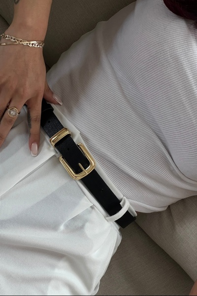 Caelia Curea neagră de damă cu cataramă aurie