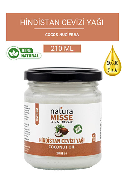 NaturaMisse Hindistan Cevizi Yağı 210 Ml Soğuk Sıkım %100 Saf