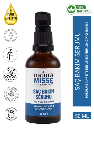 NaturaMisse مصل طبيعي للعناية بالشعر، 50 مل، زيوت غنية، مضادة لتساقط الشعر، م...