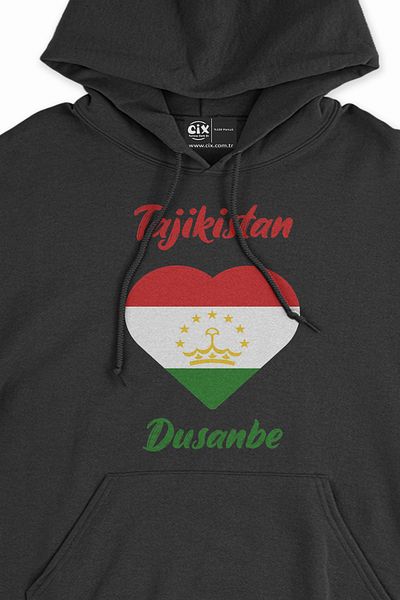 Cix Dushanbe Tadjikistan Flag Heart Hanorac negru