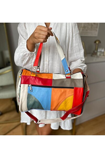 NahitaTyana حقيبة كروس وكتف نسائية فاخرة متعددة الأقسام من الجلد الطبيعي