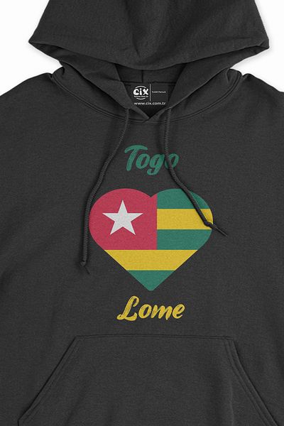 Cix Μαύρο φούτερ με κουκούλα με σημαία Lome Togo