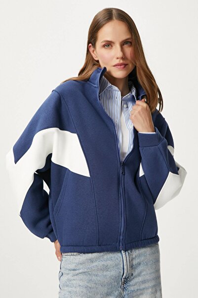 Ritnice Γυναικείο φούτερ με φερμουάρ Gorce γιακά Navy Blue Oversize