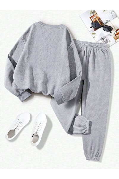 Mythologie بدلة رياضية أريزونا إنشانتينج سويت شيرت - طقم بدلة رياضية مطبوعة باللون الرمادي برقبة دائرية